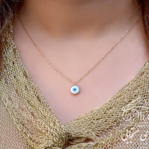 پلاک و زنجیر طلای چشم و نظر با صدف