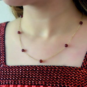 گردنبند طلای عقیق (وزن سنگ ها کسر شده است)
