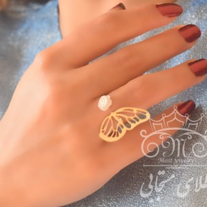 انگشتر طلای گل و پروانه