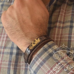 دستبند طلا و چرم سعید