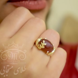 انگشتر طلا و عقیق اصل