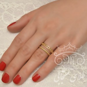 انگشتر طلای دو ردیف هندسی