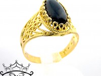 انگشتر ملیله نگین عقیق مشکی