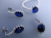 نیم ست نقره یاقوت کبود