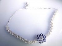 دستبند نقره برفی با نگین آبی