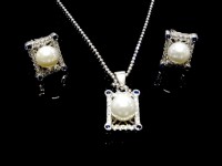 نیم ست مروارید طبیعی و نقره