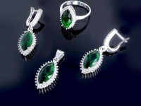 نیم ست زمرد نقره ایتالیایی