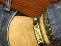 دستبند چرم طلاکوب دوردیفه