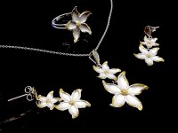 نیم ست طلای سفید طرح شکوفه