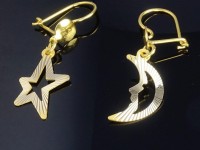 گوشواره طلای لیزری طرح ماه و ستاره