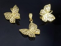 نیم ست طلا طرح پروانه