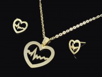 نیم ست طلا طرح قلب و ضربان