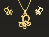 نیم ست طلا طرح پروانه