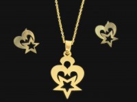 نیم ست طلا طرح قلب و ستاره