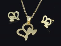 نیم ست طلا طرح قلب و پروانه