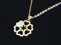 پلاک و زنجیر طلا طرح 6 قلبی