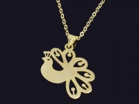 پلاک و زنجیر طلا طرح طاووس