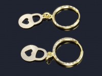 گوشواره حلقه ای آویز دار طلا طرح قفل