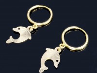 گوشواره حلقه ای طلا طرح دلفین