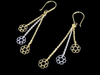 گوشواره آویز طلا طرح 6 قلبی