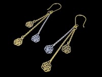 گوشواره آویز طلا طرح گل رز