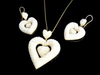 نیم ست طلا و مروارید خشخاشی طرح قلبی