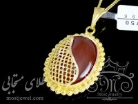 مدال طلا و سنگ عقیق توری