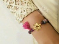 دستبند گل تک نگین با مهره مینیاتوری