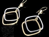 گوشواره دو رنگ مربعی