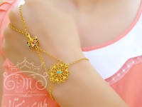 تمیمه طلای درخت زندگی و گل نگین آبی