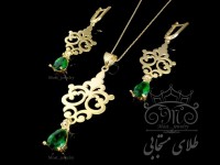 نیمست اسلیمی طلا سینان با نگین زمرد سوارفسکی