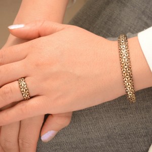 نیم ست طلا زنانه سیاه قلم