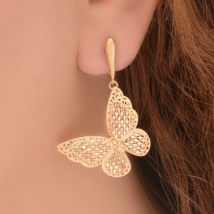 گوشواره طلا 18 عیار زنانه مدل پروانه ایوا