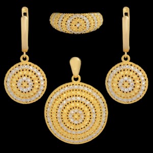 نیم ست طلا 18 عیار زنانه مدل دو رنگ گرد تراش آوا کد 3