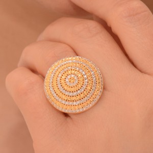 انگشتر طلا 18 عیار زنانه مدل گرددو رنگ تراش آوا