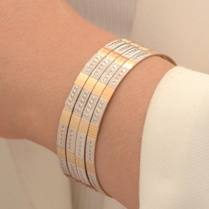 النگو طلا 18 عیار زنانه مدل اسپرلوس دو رنگ تراش سایز سه کد N03