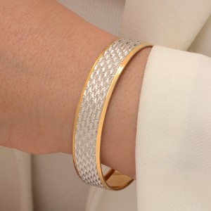 النگو طلا 18 عیار زنانه مدل فلورا آوا تراش سفیدسایز 2