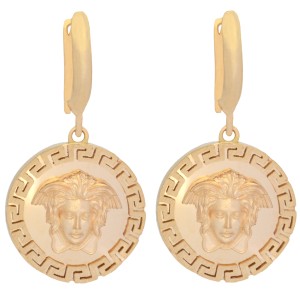 گوشواره طلا 18 عیار زنانه طلای مستجابی مدل رومی ورساچه آینه ای