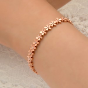 دستبند طلا 18 عیار زنانه طلای مستجابی مدل فلاور