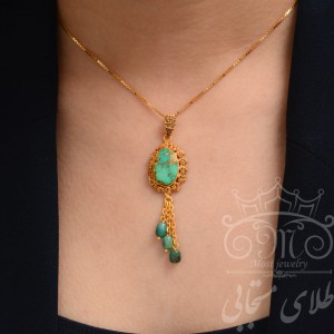 آویز گردنبند طلا 18 عیار زنانه طلای مستجابی مدل فیروزه