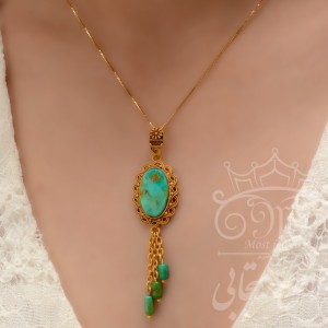 آویز گردنبند طلا 18 عیار زنانه طلای مستجابی مدل  آبی فیروزه