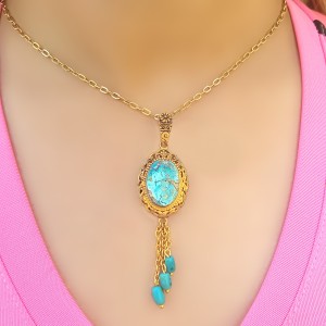 آویز گردنبند طلا 18 عیار زنانه طلای مستجابی مدل فیروزه