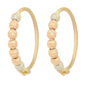 گوشواره طلا 18 عیار زنانه طلای مستجابی مدل حلقه ای گوی البرنادو کد 670193