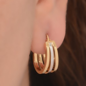 گوشواره طلا 18 عیار زنانه طلای مستجابی مدل سه حلقه ای کد 167088