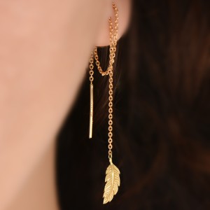 گوشواره طلا 18 عیار زنانه طلای مستجابی مدل بخیه ای پر کد 670175