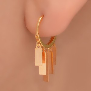 گوشواره طلا 18 عیار زنانه طلای مستجابی مدل روکو مستطیل کد 670175