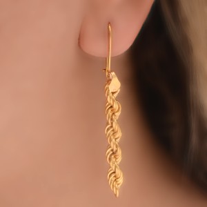 گوشواره طلا 18 عیار زنانه طلای مستجابی مدل طنابی کد 1