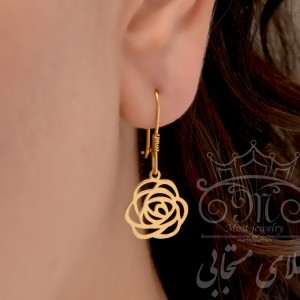 گوشواره طلا 18 عیار زنانه طلای مستجابی طرح گل رز مدل 670142