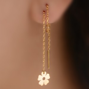 گوشواره طلا 18 عیار زنانه طلای مستجابی مدل بخیه ای گل کد 670176