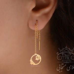 گوشواره طلا 18 عیار زنانه طلای مستجابی طرح بخیه ای مدل 670144